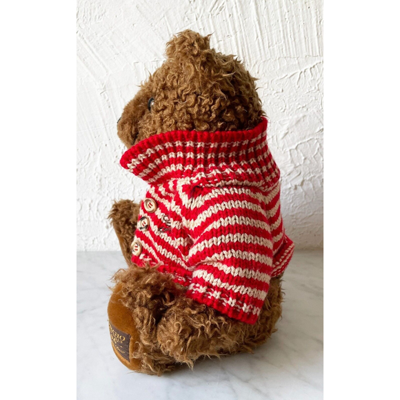 Giorgio Beverly Hills Plush Brown Teddy Bear Striped Sweater Vintage 1996 - Picture 4 of 11